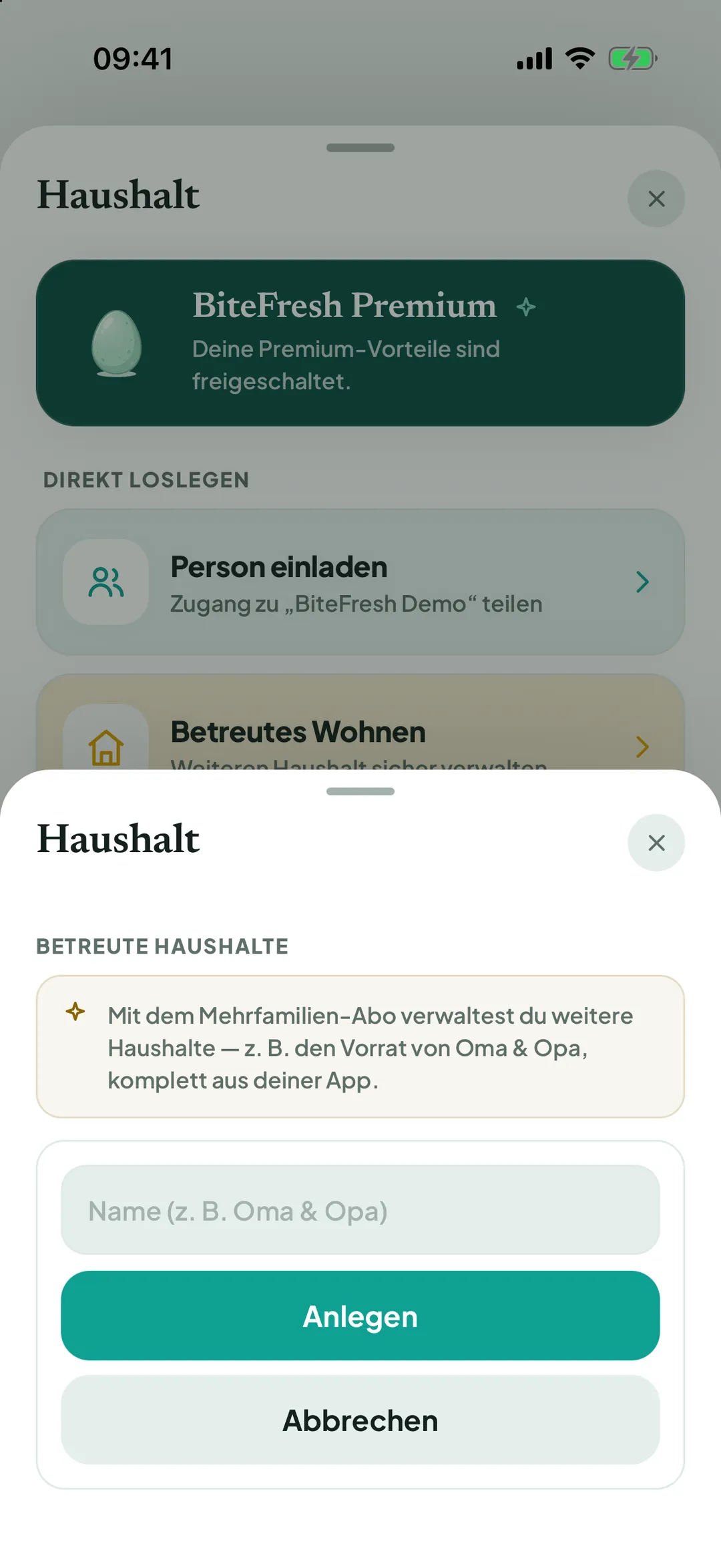 Betreute Haushalte mit einer Karte für Oma & Opa