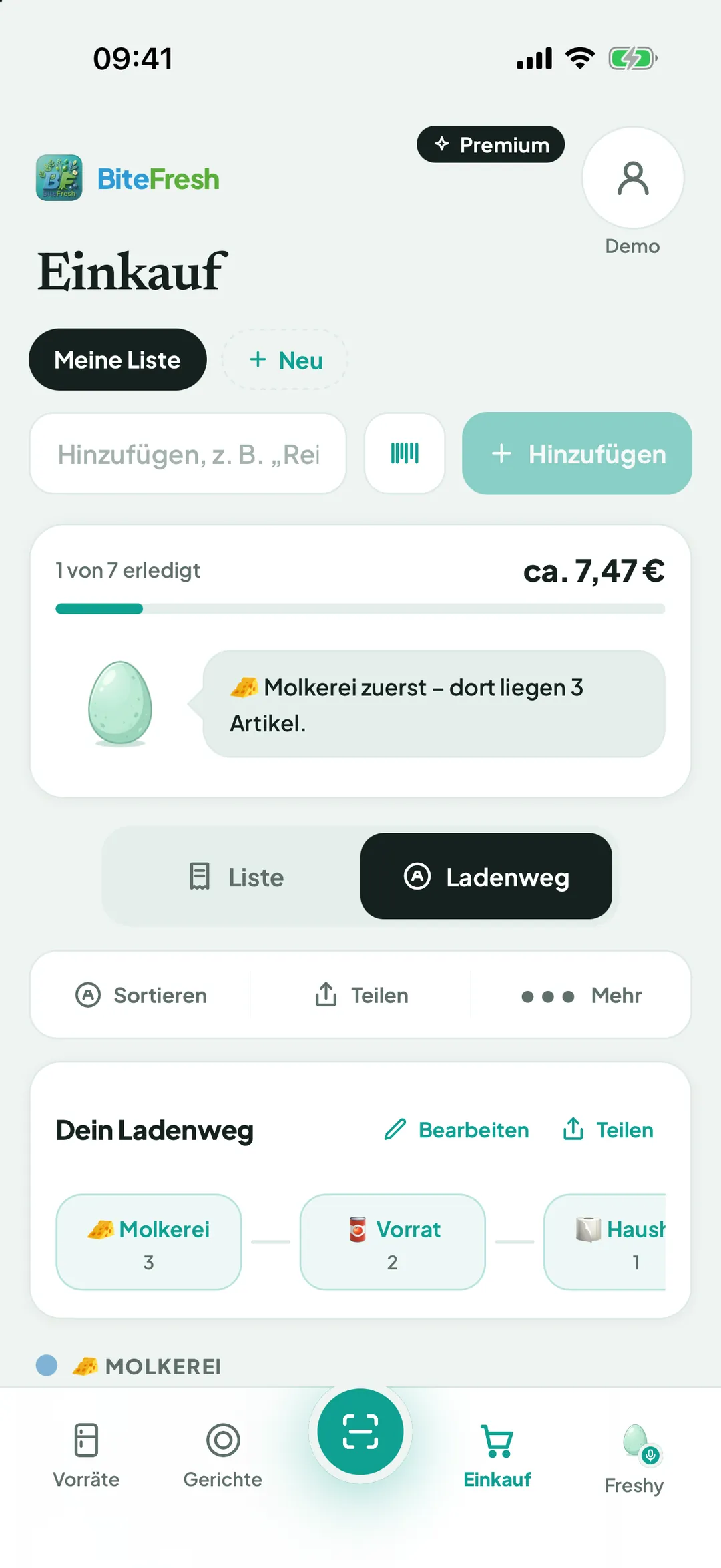 Ansicht Ladenweg mit Bereichen