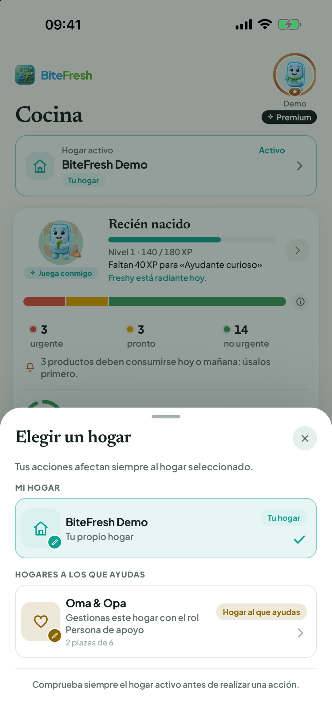 Cambiar hogar activo