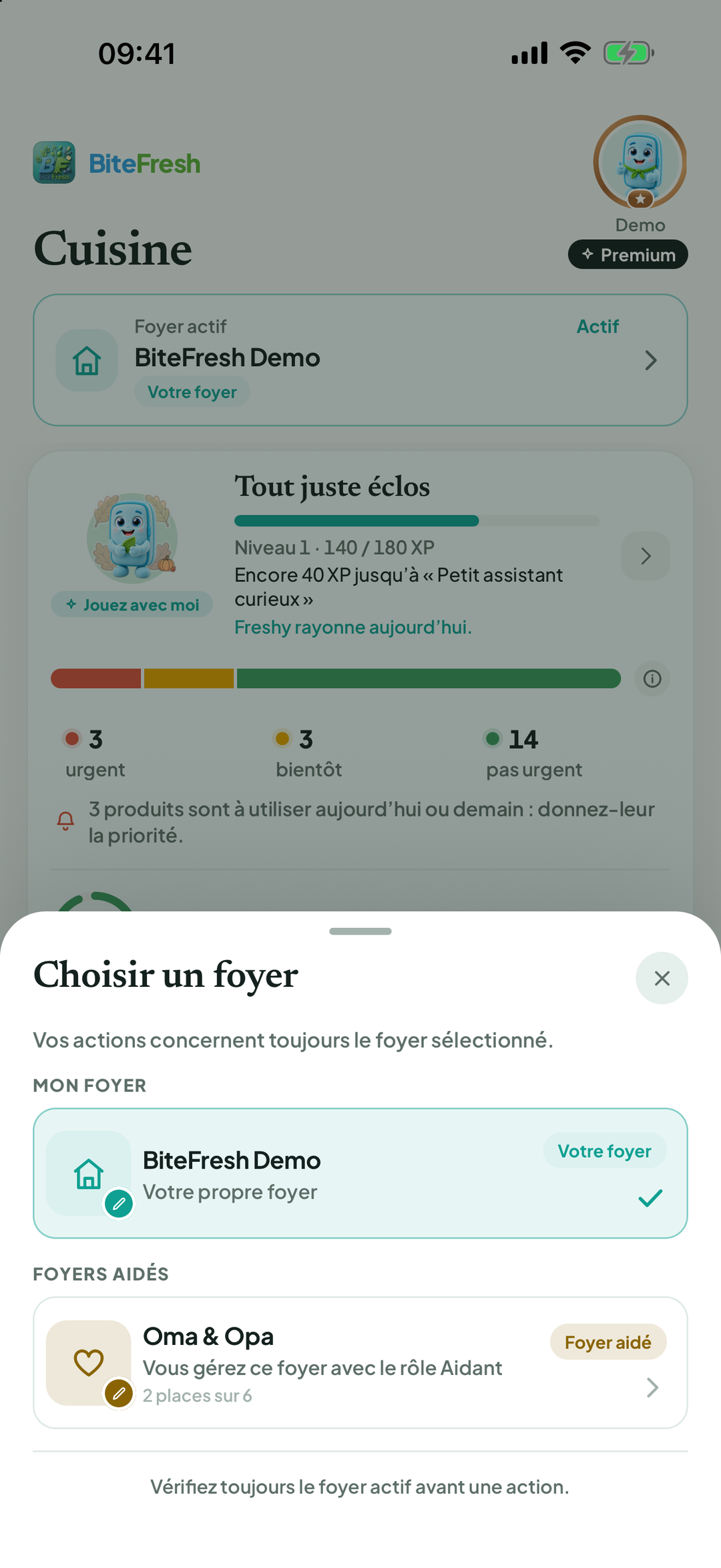 Sélection du foyer personnel ou d’un foyer aidé