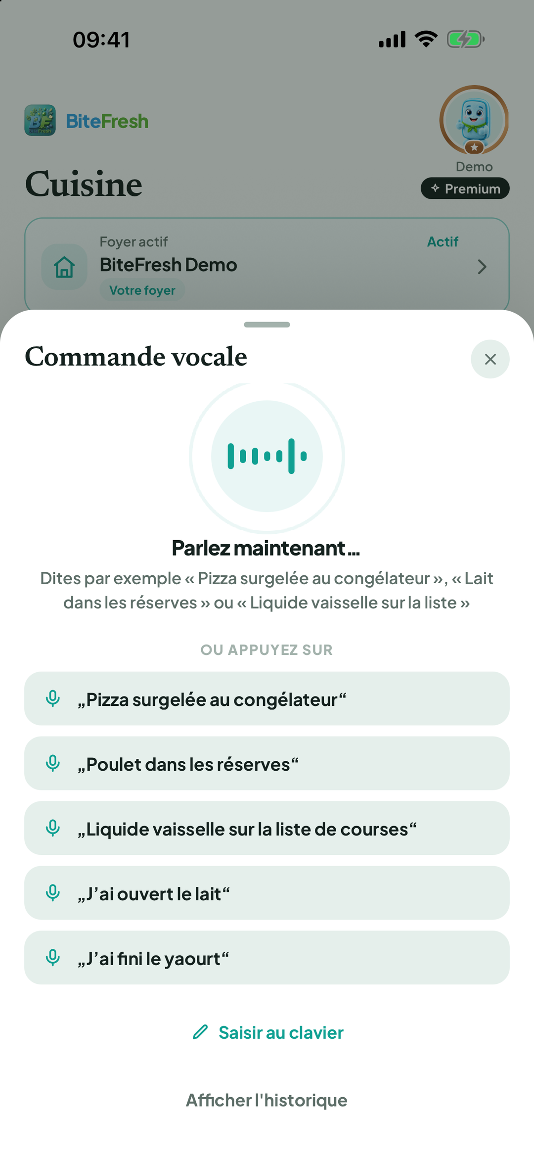 Fenêtre de commande vocale