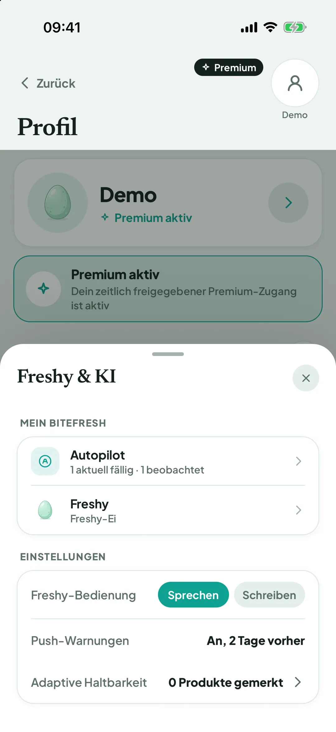 Einstellung Freshy-Bedienung