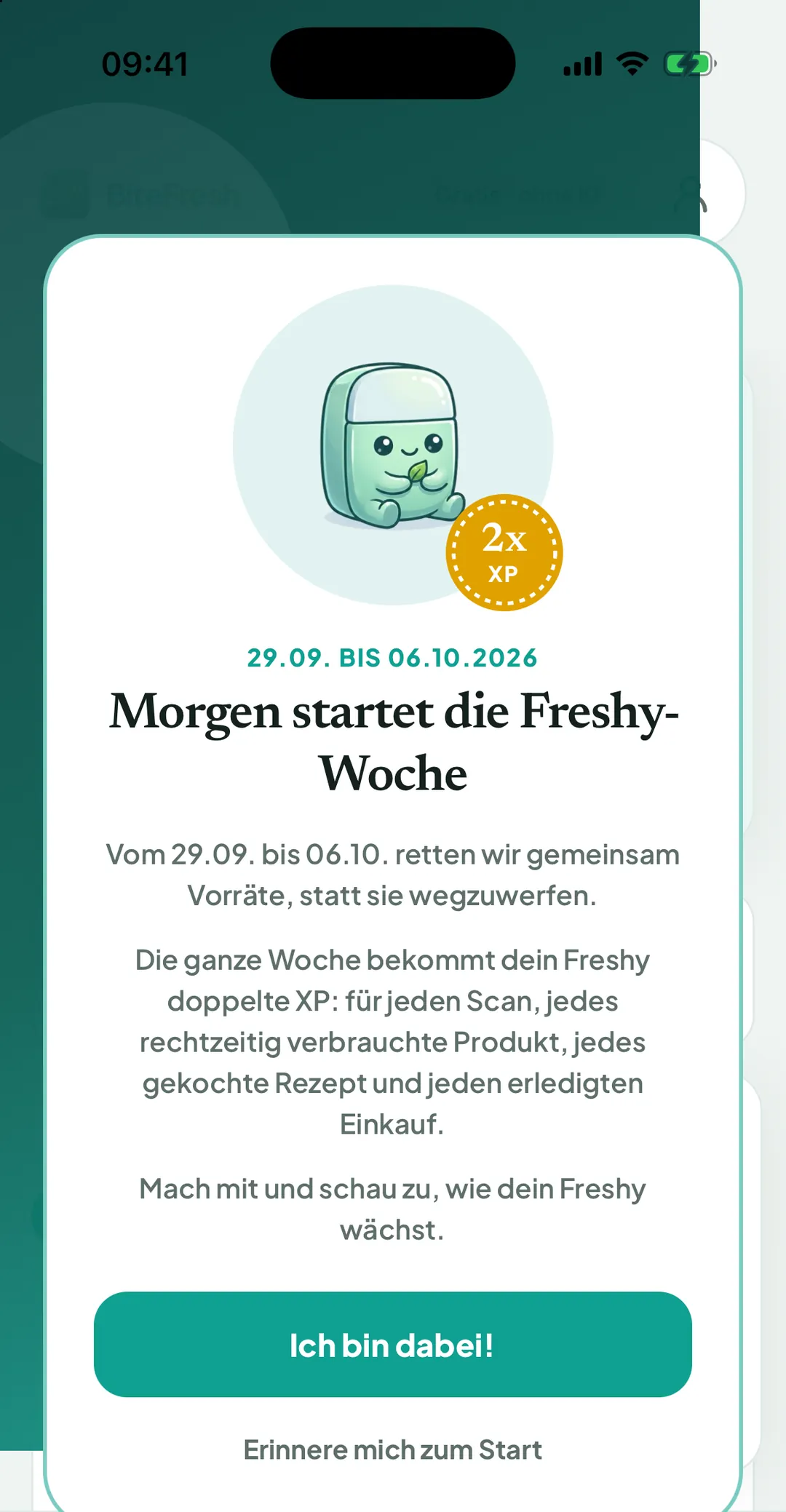 Karte Morgen startet die Freshy-Woche