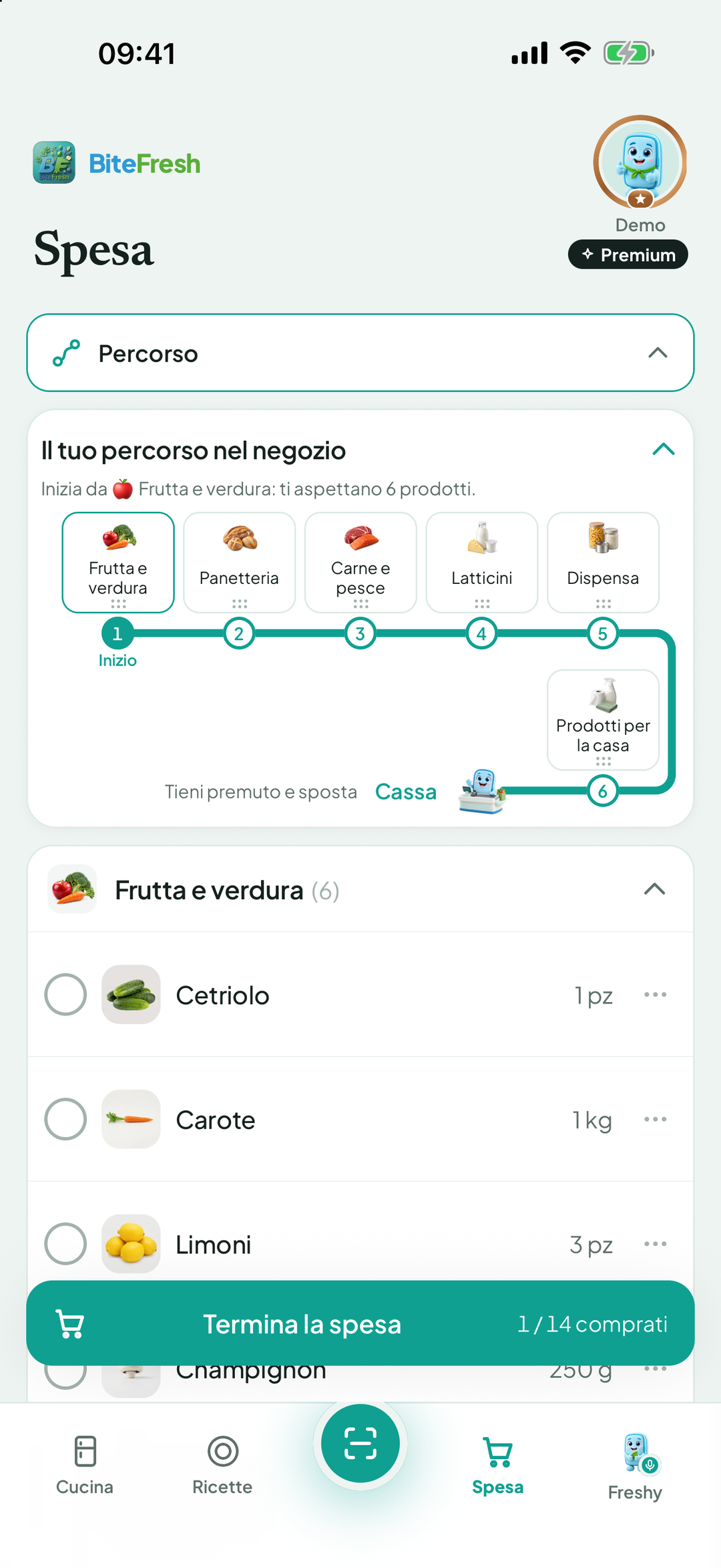 Vista Percorso nel negozio con reparti