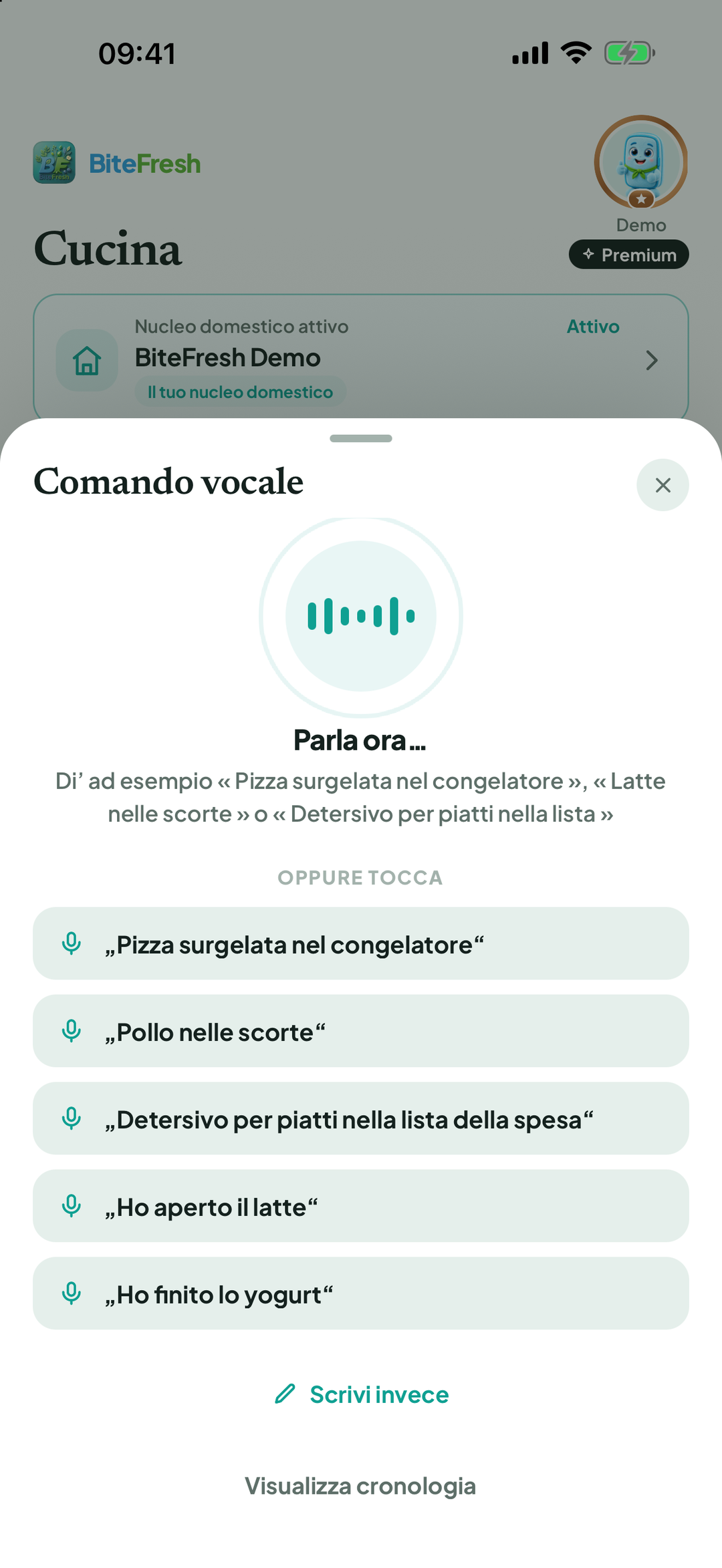 Finestra Comando vocale
