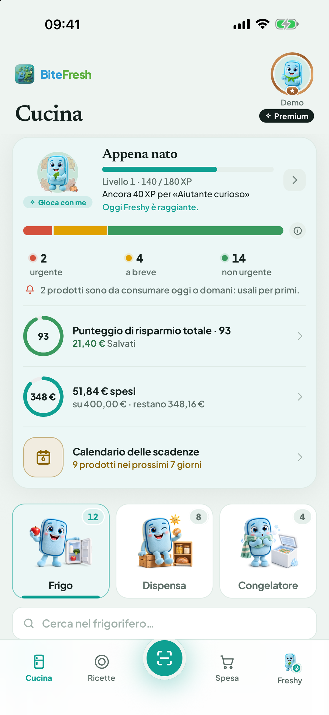 Scheda Freshy nella pagina Scorte con Gioca con me