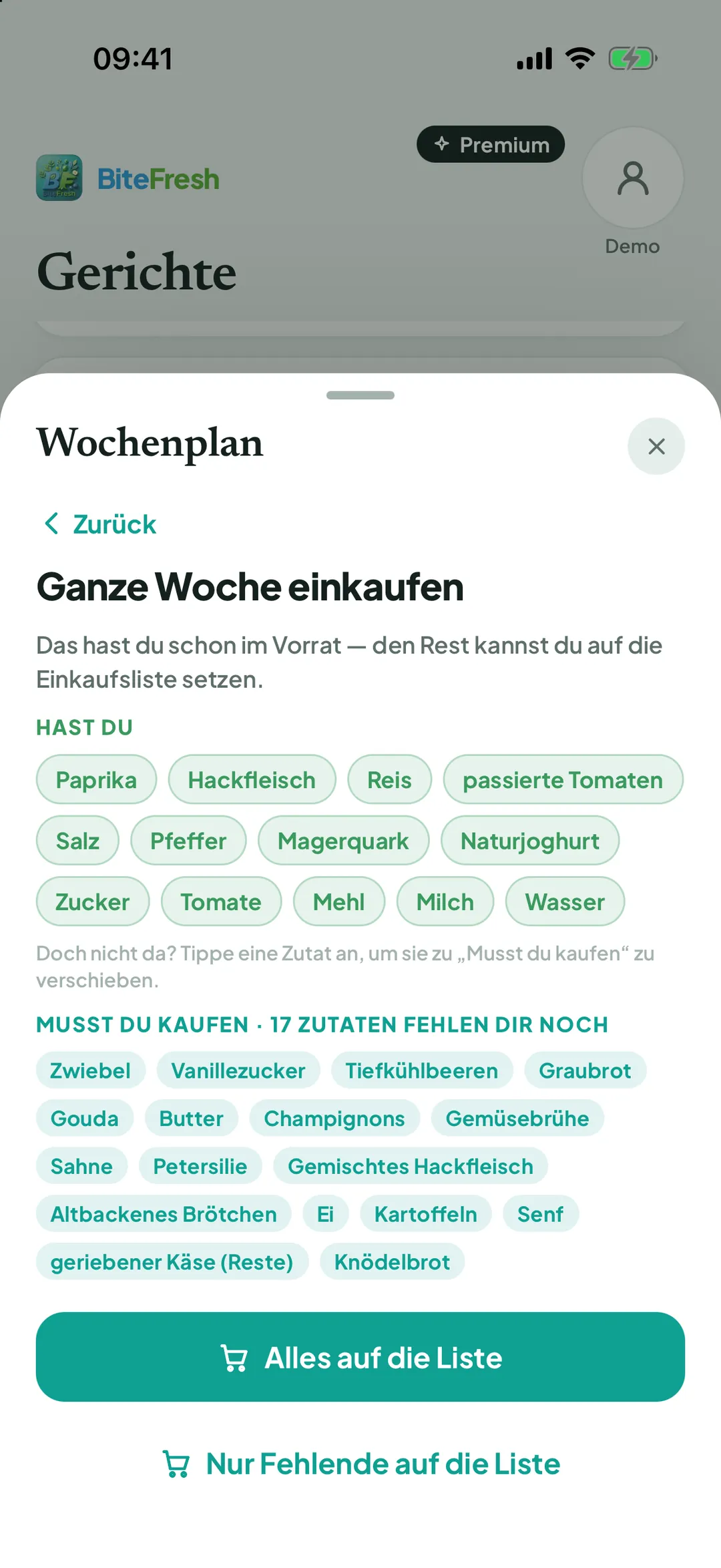 Ganze Woche einkaufen