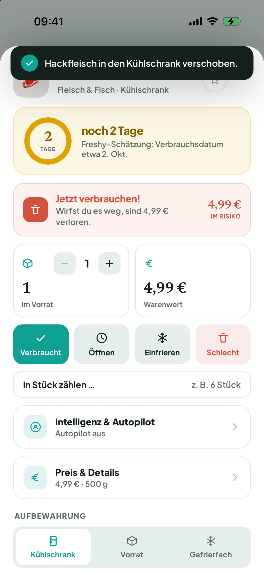 Hinweis nach dem Auftauen