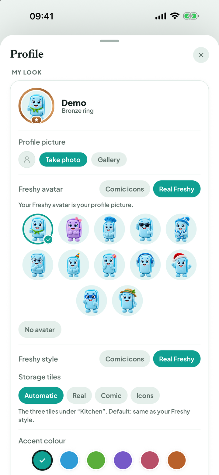 My look with profile picture, Freshy avatars, style and accent colours