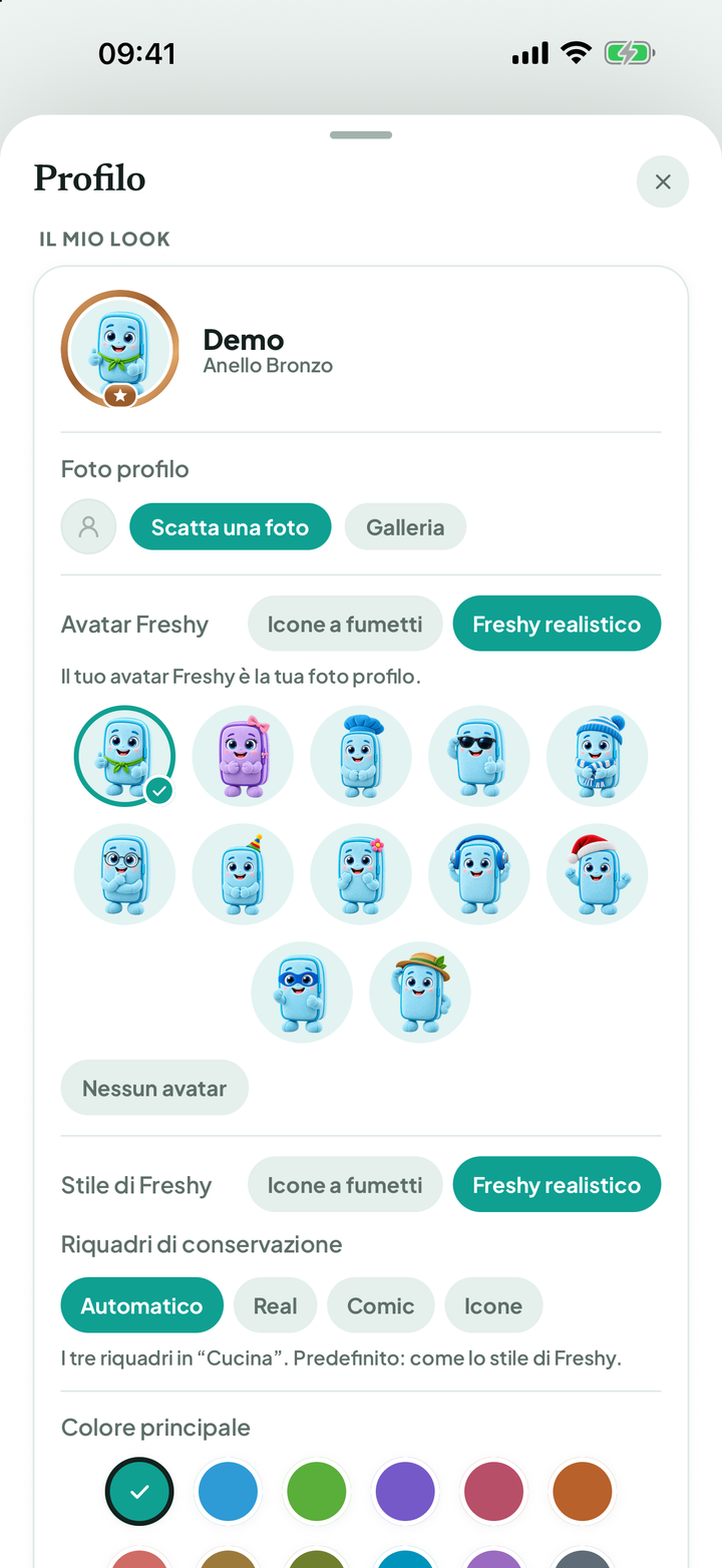 Il mio look con immagine del profilo, avatar Freshy, stile e colori di accento